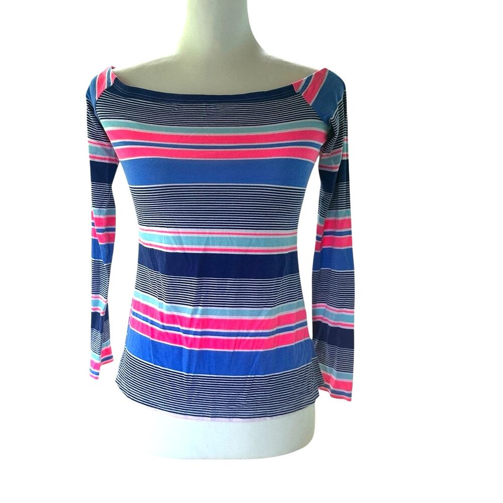 Lilly Pulitzer Blue White Pink Long Sleeve Top XS